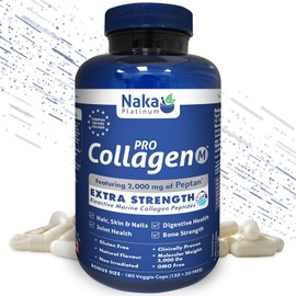 NAKA Naka Platinum Pro MARINE Collagen Super BONUS Size 180 Veggie Caps (150+30 FREE) Extra Strength Bioactive Marine Peptides.