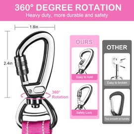 Chioratree Tactical Dog Leash Heavy Duty, 4-6FT Shock Absorbing Bungee Dog Leash, Reflective Military Strong No Pull Dog Leash with 2 Padded Handle and Car Seatbelt for Medium Large Dogs, Pink