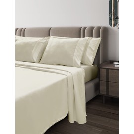 ONE CODE Ivory Full Sheets Set 4 Piece, Series Soft Certified Recycled Microfiber Full Bed Sheets Set,Wrinkle Free & Breathable,Oeko-Tex Sheets,16" Deep Pockets Full Size Sheets(Full,Ivory)