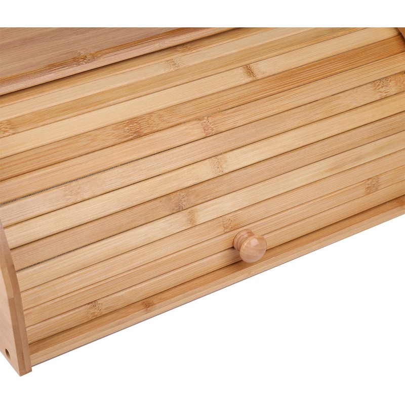 Lawei Bamboo Bread Box, Large Natural Roll Top Wood Bread