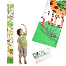 Children's Height Chart 200 cm x 20 cm, Hanging Size Chart Children Forest Animal Children's Height Chart Clear Foot and Centimeter Scale