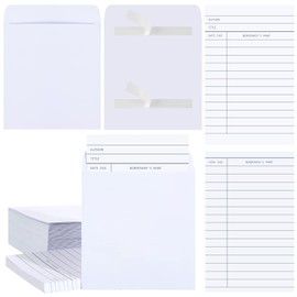 100 Pcs Self Adhesive Library Cards Paper Pockets and Books Kits Include Book Checkout Sleeves Pockets and Library Cards Envelopes for CDs DVDs School Classroom Office Gift Tags