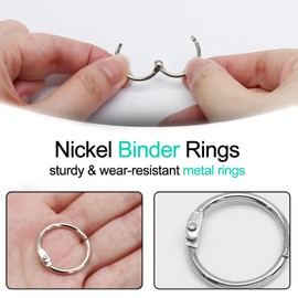 Luomorgo 100 Pcs 3/4 Inch Binder Rings, Nickel Plated Metal Book Rings Silver Paper Rings, Heavy Duty Loose Leaf Binder Rings, Index Cards Rings, Key Rings for Office, Home, School