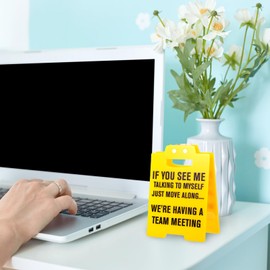 TIESOME Funny Office Desk Sign Coworker Gifts, Desk Signs Gag Gifts for Colleague Teammate Boss Supervisor Leader Coworker Humorous Saying Fun Quotes White Elephant Christmas Birthday Office (Yellow)