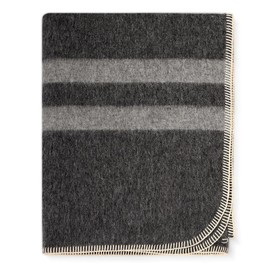 Thick Alpaca Wool Blanket – Heavyweight Alpaca Wool Blanket for Camping Outdoors or Using Indoors | Soft Peruvian Alpaca Wool Blankets (Dark Gray - Soft Gray Stripes, Travel Size)