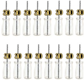 Happy 30th Birthday Straw Decor Gold Glitter Drinking Straw Cheers to 30 Years Thirty Birthday Party Decoration ( 24 PCS）