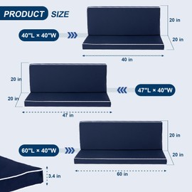 Porch Swing Cushion with Backrest,Waterproof Bench Cushion for Outdoor Furniture,2-3 Seater Thickened Patio Swing Replacement Cushion, for Outdoor Patio Porch Swing Cushions (light floral, 60*40in)