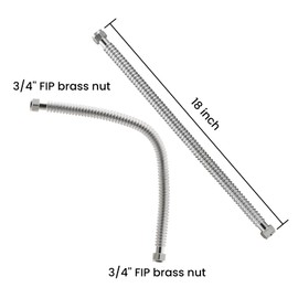 Watflow 18inch Stainless Steel Corrugated Water Heater Connector Flexible for Female Iron Water Pipes Fitting, 3/4" FIP x 3/4" FIP(2 Packs)…