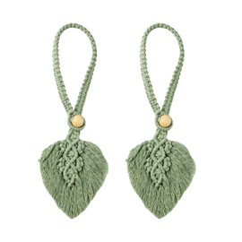 NOIAFZY 2pcs Boho Style Polyester Curtain Tiebacks - Handmade Cotton Rope with Adjustable Wooden Bead Decor