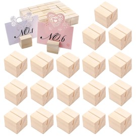 Pack of 20 Wooden Memo Holders, Photo Stands, Wooden Place Card Holders for Restaurants, Weddings, Banquets and Parties, Celebrations for Table Number, Place Card Holder, Photo Stand