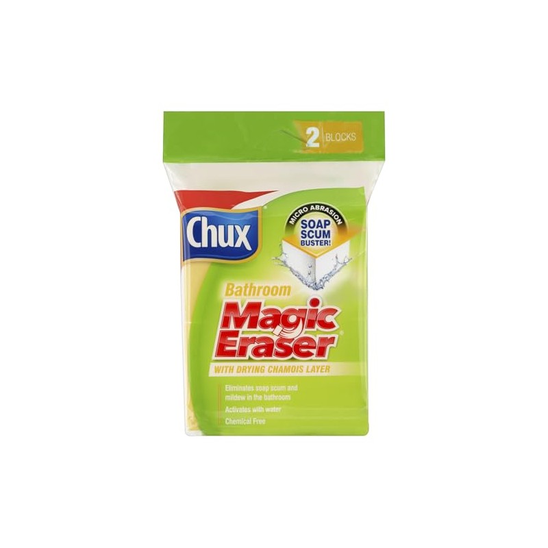 Chux Magic Eraser Bathroom Cleaning Pad with Drying Chamois Layer,