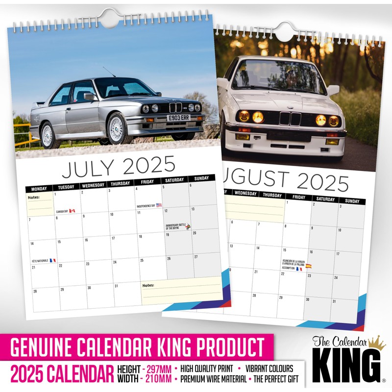 The Calendar King // Beemer e30-2025 Wall Calendar (Full Colour,