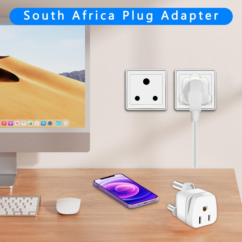 2 Pack South Africa Plug Adapter Type M Adapter for
