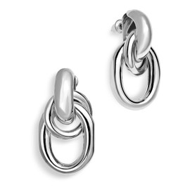 JeanBeau Silver Statement Geometric Dangle Drop Earrings for Women Girls Chunky Trendy Knot Stud Long Twisted Link Earring Dupes Fashion Jewelry Gift…