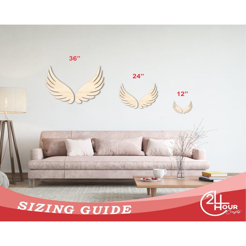 Unfinished Wood Angel Wings Shape Craft up to 46" 4"