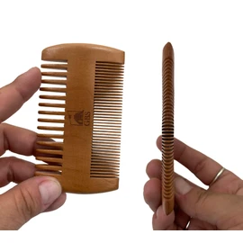 G.B.S Peine de barba de 2 caras de madera natural duradero. Peine de bolsillo antiestático, dientes finos, ideal para bálsamos, aceite, cera, suavizante, estilo domesticado, multiusos, rizado, fino, grueso y bigote