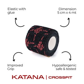 RoninTape Katana - Pack 4 - Tape for Crossfit, Hookgrip, Bar, Barbell - Elastic Plus Glue