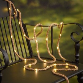 Solar Hemp Rope Copper Wire String Light LED Garden Yard Tree Decorative String Light Home Party Christmas Holiday Decoration
