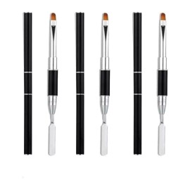 DANYBELLA MODA Y BELLEZA Pincel Para Uñas Polygel/acrigel Doble Con Espátula 3 Pzas