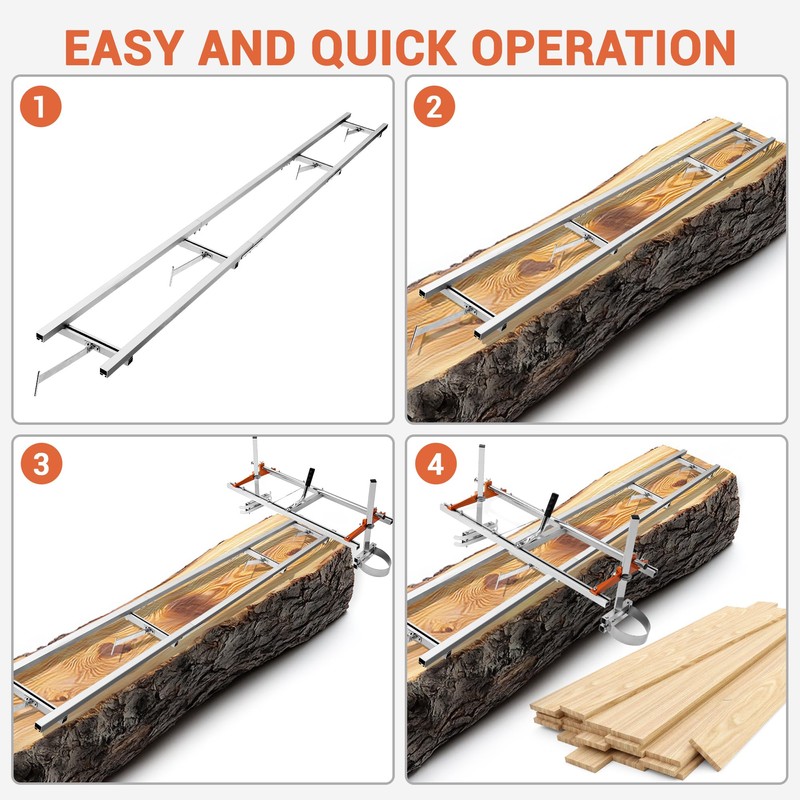 Portable Chainsaw Mill 12FT Rail Mill Guide System, Work with