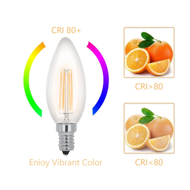Lawyettle E12 LED Candelabra Bulbs 40 Watt Equivalent, 2700K Warm