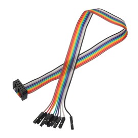 QUARKZMAN 1 Piece IDC Rainbow Cable Flat Ribbon Cable FC Female to 10P 11.8 Inch Length 2.54 mm Pitch Breadboard Jumper Cable for Electronic Projects
