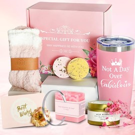 Regalos de cuidado personal para mujeres, Regalos de Spa Relajante, Juego de regalos de relajacin, Blanco y rosa, para da de la madre y decumpleaos,  