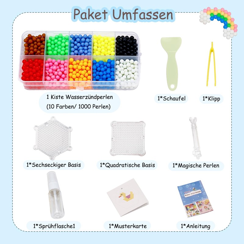 Caelura 1000+ Wasserperlen für Kinder Set, Wasserperlen Nachfüll Starterset, Water