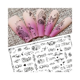 Flower Branch Leaf Nail Sticker Frame Crown Rose Lace Decorative Design Line F867 Nail Wraps Stickers Manicure Supplies for Women Nails Full Long Lasting Easy Apply and Remove