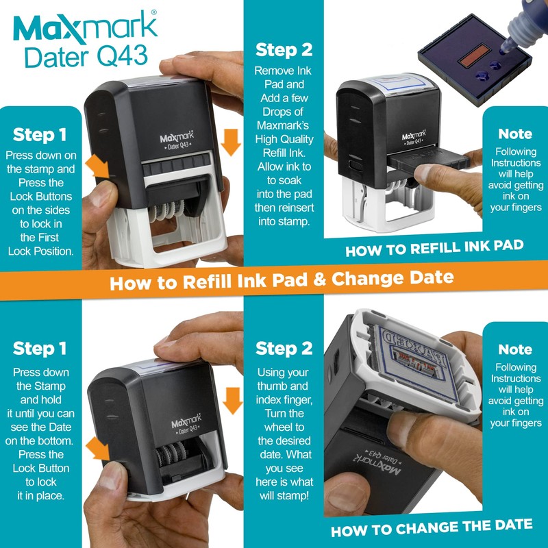 MaxMark Q43 (Large Size) Date Stamp with Paid Self Inking