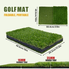 SIOTMERA Golf Hitting Mat-Premium Foldable Golf Mat with Shock-Absorbing EVA Base, Durable Dual-Turf for Indoor/Outdoor, Anti-Slip&Reinforced Glue, Ideal for Driving Range, Swing,Chipping Practice