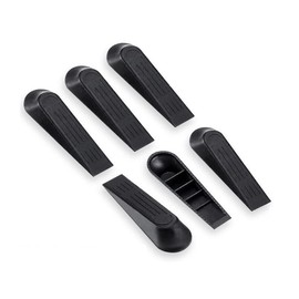 6 Pack Door Stoppers Door Wedges Door Stop, Durable Plastic, for Homes and Offices - Black