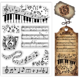 PH PandaHall Music Notes Clear Stamps Music Symbol Transparent Stamp Musical Score Rubber Seal Stamps for Card Making and DIY Scrapbooking Journal Album Crafts 16x11 cm