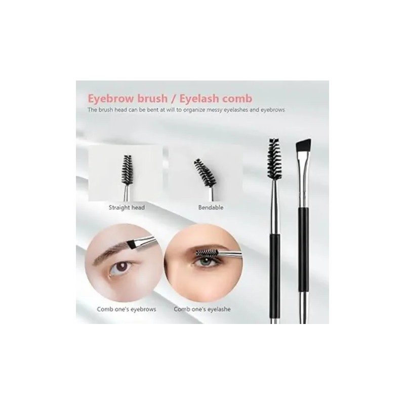 Brocha Doble Para Ceja Cepillo Pestañas 2 Cabezas Maquillaje