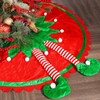 24 Inch Elf Tree Skirt with Striped Legs and Pom,