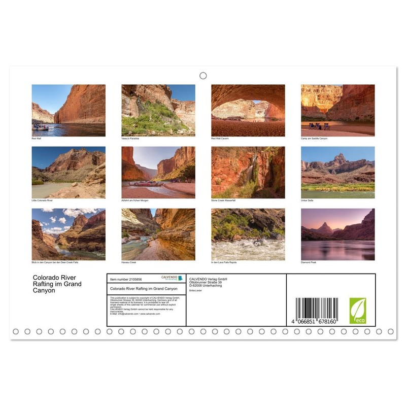 Colorado River Rafting im Grand Canyon (Monthly Wall Calendar 2026