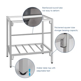 Stainless Steel Utility Sink Single Bowl, Freestanding Stainless Steel Utility Sink With Hose Hook Up, Commercial Kitchen Sink with Hot and Cold Faucet For Restaurant, Bar, Laundry, Garage, Backyard