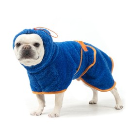 EXPAWLORER Soft Dog Bathrobe with Hood, Super Absorbent & Quick-Drying Dog Towels, Cozy Drying Coat for After Bath,Swimming, Blue M