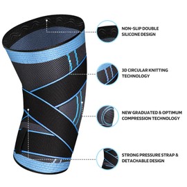 Knee Sleeve, knee Support for women and men with Removable Adjustable Straps, Premium Knee Compression Sleeve and Knee Brace for Arthritis Pain, Running, Cross Training