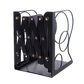 JIARI Adjustable Bookends Metal Book Ends Holder Shelf Heavy Duty Nonskid Bookend for Heavy Book (Round Black)