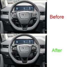 AOSKonology for Mustang Mach E Steering Wheel Cover ABS Plastic with Carbon Fiber Design Style Interior Exterior Steering Wheel Cover Trims Accessories (Whole Set Carbon Fiber)