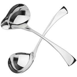 Kopinma 2Pcs Sauce Ladle Small Soup Ladle, Stainless Steel Sauce Ladle with Pouring Spout, Mini Gravy Ladles, Spoon Serving Ladles for Spooning Sauces or Gravies, Dishwasher Safe