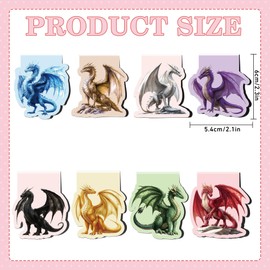 Cool Dragon Magnetic Bookmarks: 8 Pcs Powerful Dragon with Wings Magnet Book Markers, Unique Book Mark Clips Gift for Men, Gifts for Men Boys Kids Book Lovers Office School Supplies
