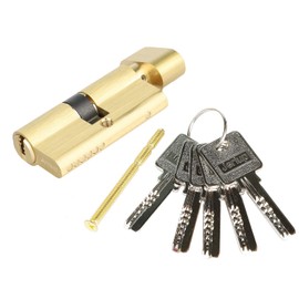 Jeriup Brass Euro Cylinder, 60mm (30/30), Single Open, Anti-Theft, 5 Dimple Keys, High Precision, Suitable for Wooden & Aluminum Doors