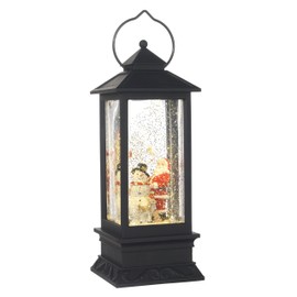 Lighted Snow Globe Lantern: 11 Inch, Black Holiday Water Lantern by RAZ Imports (Santa and Snowman)