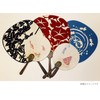 Round Full Fan Summer Zukushi Watermelon Beige Approx. 10.2 x