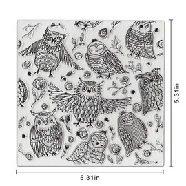 Hying Thanksgiving Fall Owls Background Clear Stamps for Card Making, Birds Feather Stamps Autumn Owls Rubber Stamps Silicone Seal for DIY Scrapbooking Photo Album Decorations