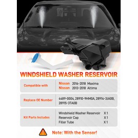 GDUKOP 28910-9HM0A Windshield Fluid Reservoir wiht Sensor, Compatible with Nissan Maxima 2016-2018, Altima 2013-2018, Washer Tank Replaces# 28915-3TA0B