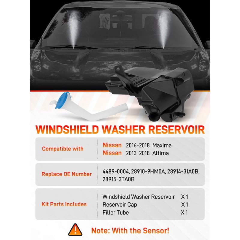 GDUKOP 28910-9HM0A Windshield Fluid Reservoir wiht Sensor, Compatible with Nissan
