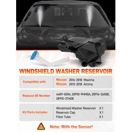 GDUKOP 28910-9HM0A Windshield Fluid Reservoir wiht Sensor, Compatible with Nissan Maxima 2016-2018, Altima 2013-2018, Washer Tank Replaces# 28915-3TA0B